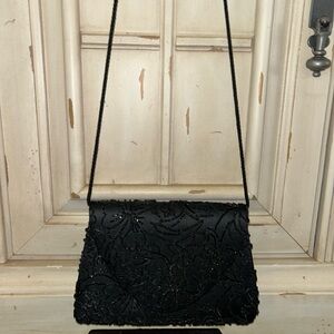 Beaded evening black bag